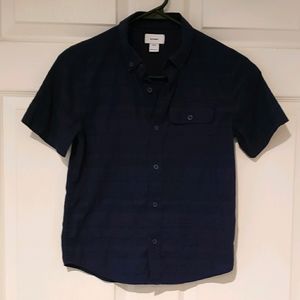 Boys navy button down shirt